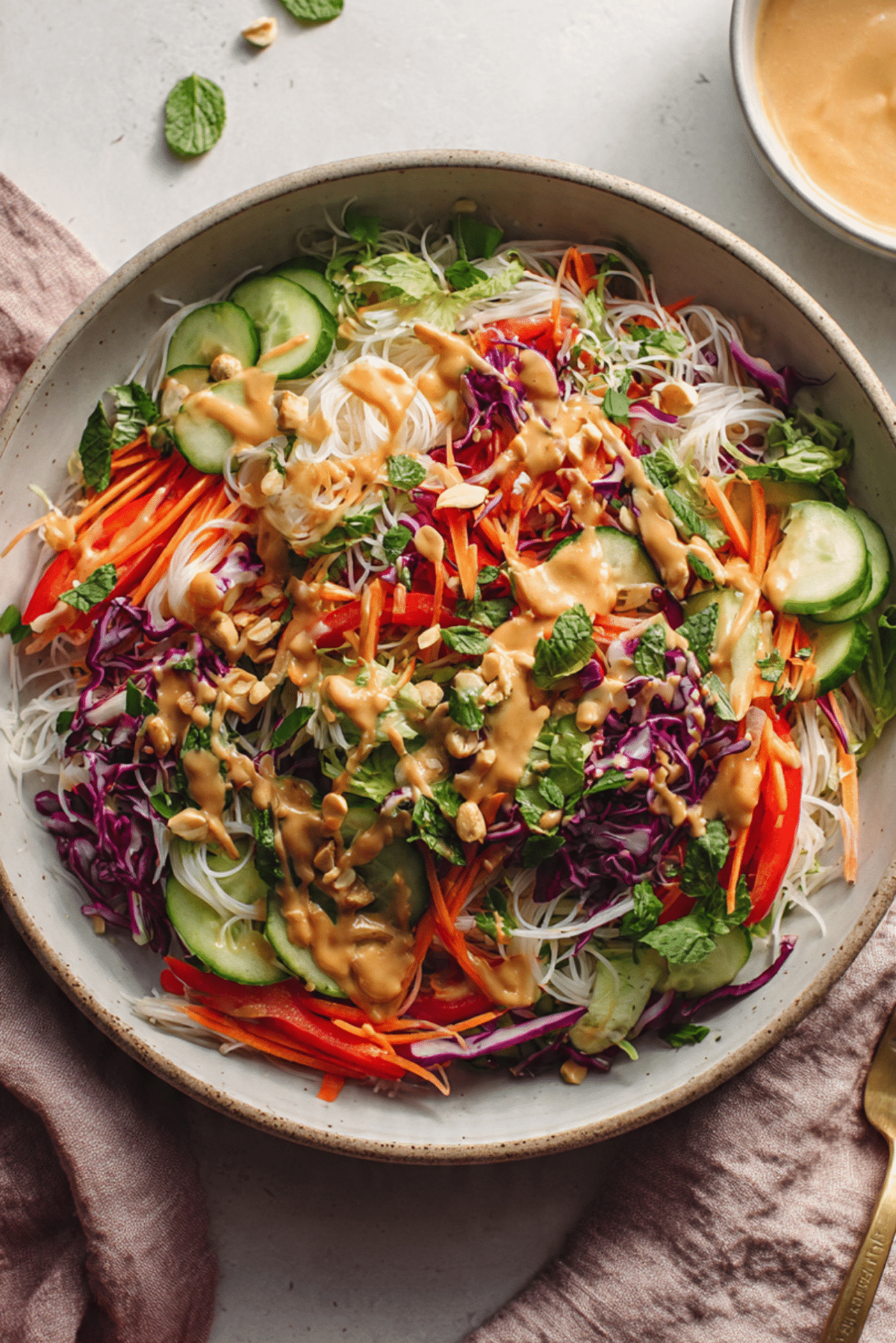 Spring Roll Salad with Peanut Dressing