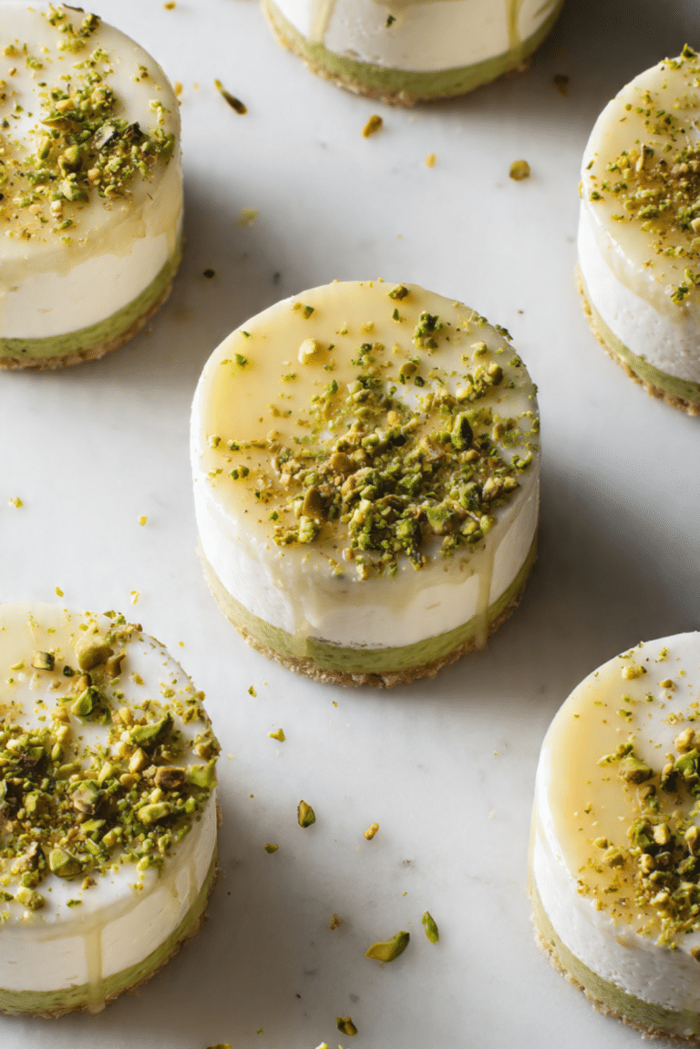 Pistachio & Meyer Lemon Mousse Cakes