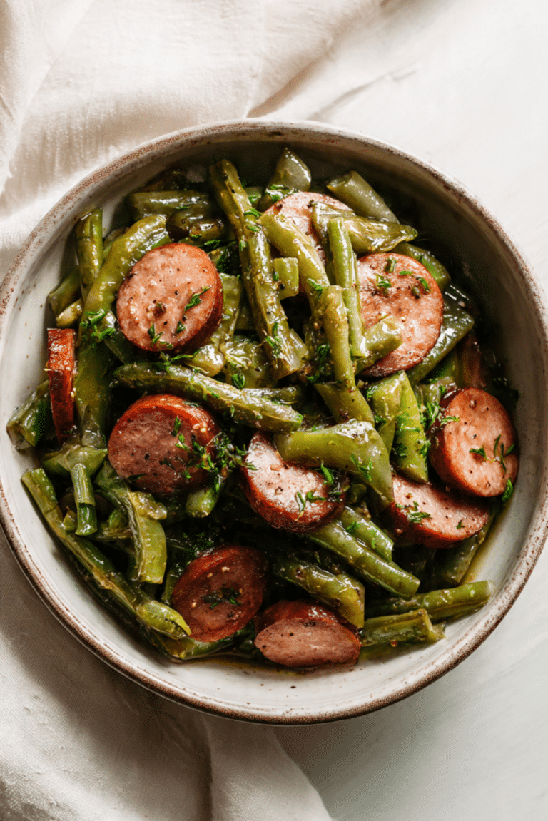 Crockpot Kielbasa and Green Beans