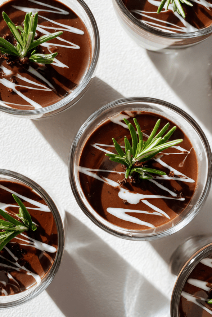 Chocolate and Rosemary Panna Cotta