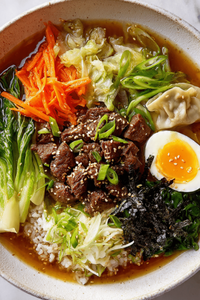 Bulgogi Mandu Broth Rice Bowl