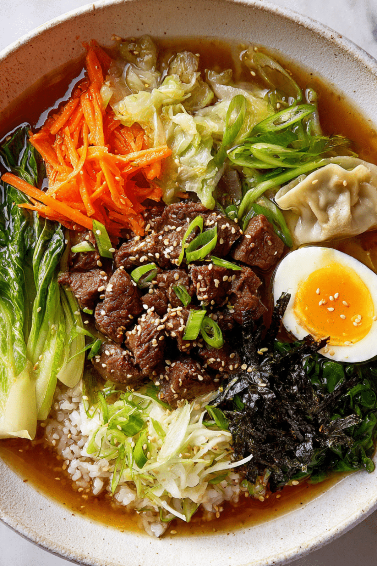 Bulgogi Mandu Broth Rice Bowl