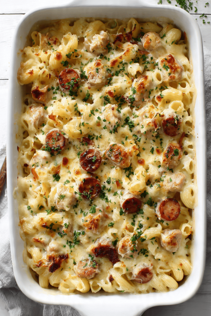 Cheesy Chicken in Blankets Pasta Bake