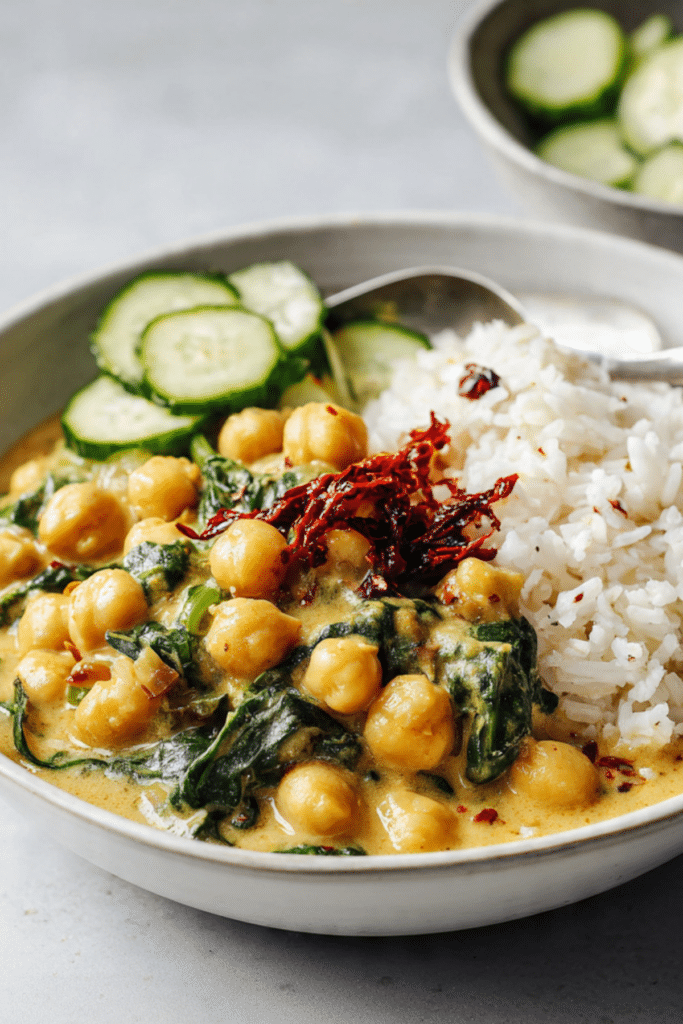 Steph’s Chickpea Curry with Spinach and Rice
