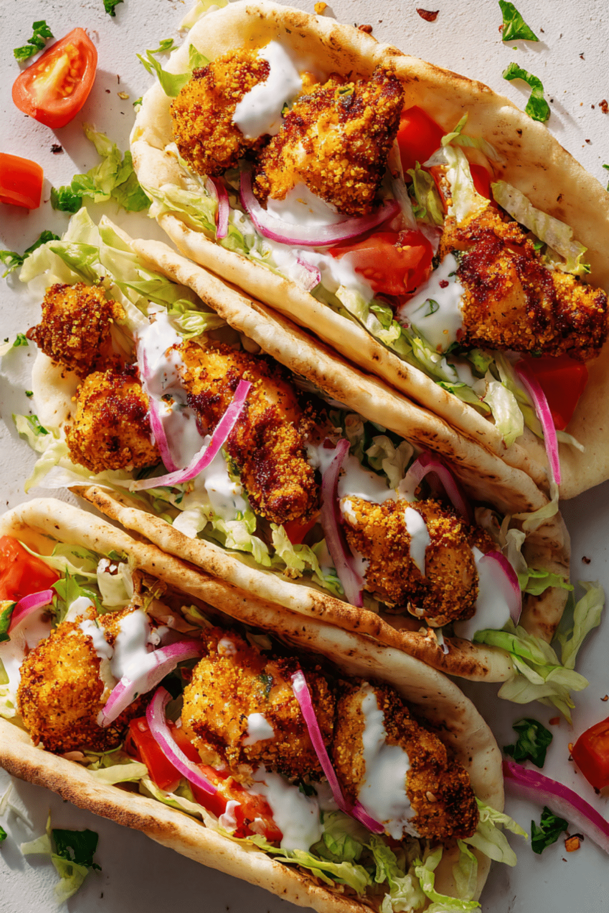 Crispy Chicken Stuffed Flatbread Pocket