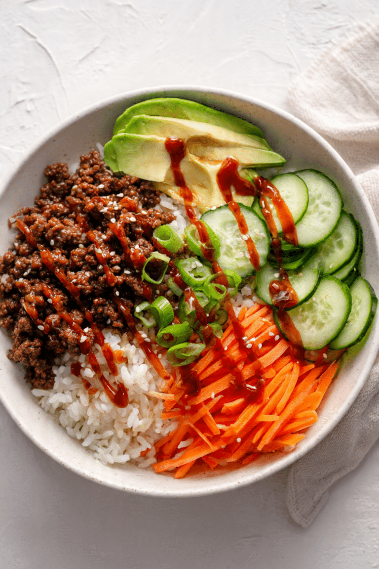 High-Protein Hot Honey Ground Beef Bowls
