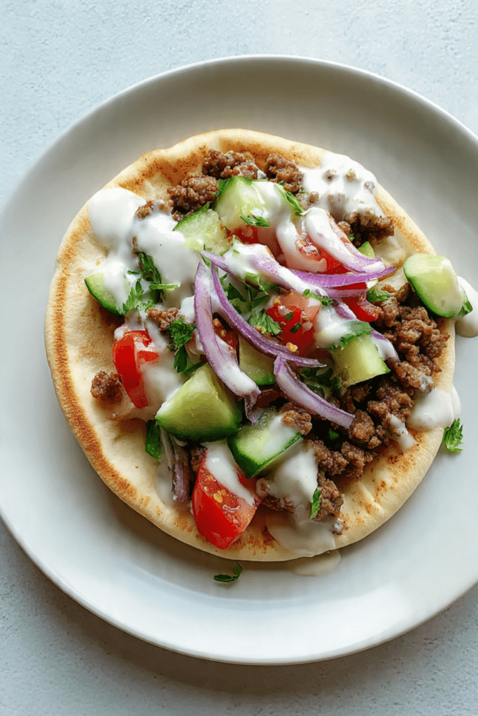 Mediterranean Ground Beef Pita