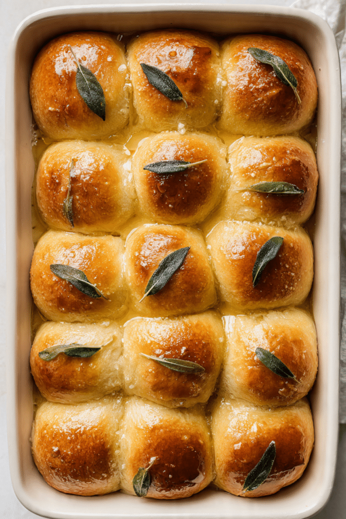Salted Sage Honey Butter Brioche Rolls