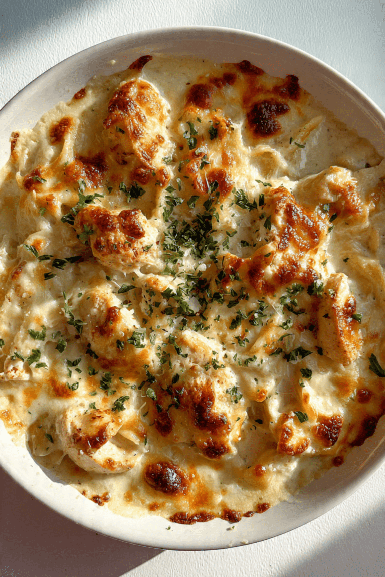 Baked Chicken Alfredo Rotini Casserole