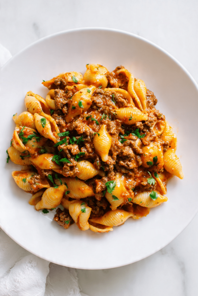 One-Pan Creamy Beef and Shells